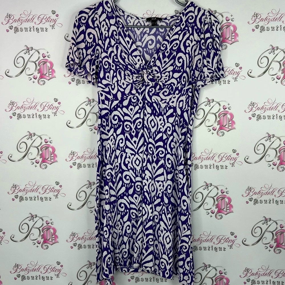C&a mini dress paisley floral flowers Purple and White Patterned Dress
